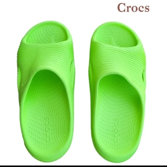 Crocs Recovery Sandal Mellow Tide Lime Green Neon Slide Slip Waterproof Women 9 - Picture 3 of 12